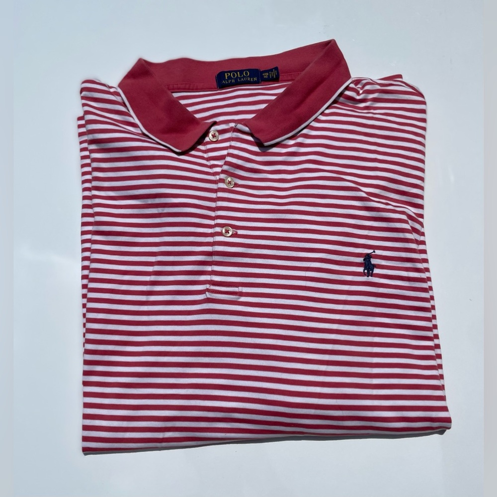Polo Ralph Lauren Short Sleeve Shirt, Red Stripe, Size 4XB